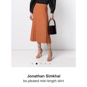 NWT JONATHAN SIMKHAI IRÁ PLEATED SKIRT SIZE SMALL RUST COLORED